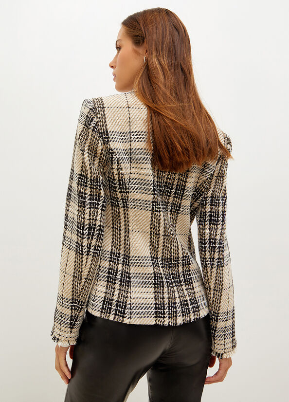 Chaquetas Liu Jo Blazer In Woven Check Bouclé Mujer Beige | KMF-130542