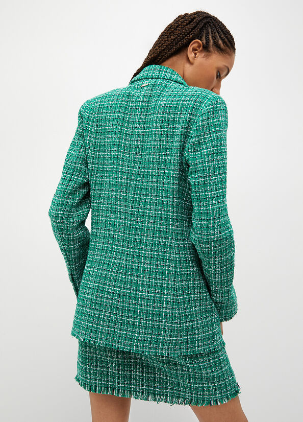 Chaquetas Liu Jo Checked Bouclé Blazer Mujer Verde | KRM-825349