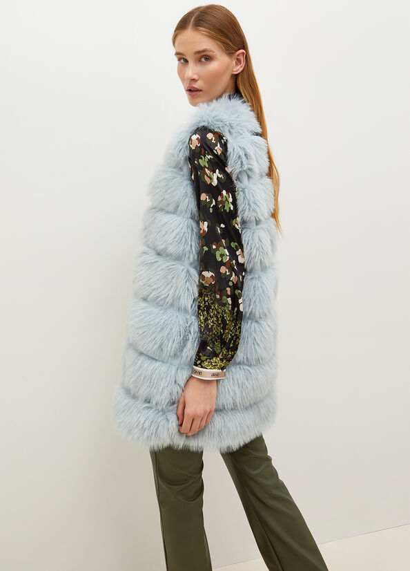 Chaquetas Liu Jo Faux Fur Gilet Mujer Azules Claro | NHG-471583