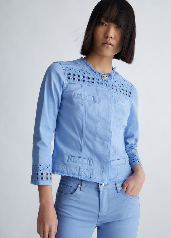 Chaquetas Liu Jo With Embroidery Mujer Azules Claro | NUZ-475269