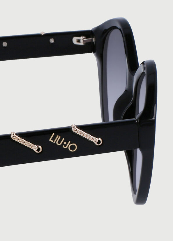 Gafas de Sol Liu Jo With Jewel Chains Mujer Negras | GCX-159360