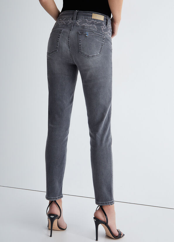 Jeans Skinny Liu Jo Bottom Up Mujer Gris | EHU-937812