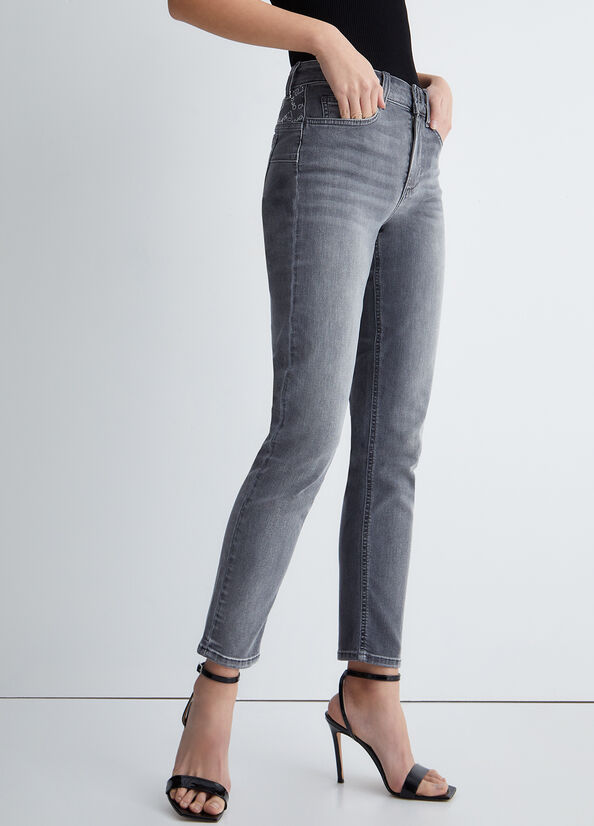 Jeans Skinny Liu Jo Bottom Up Mujer Gris | EHU-937812