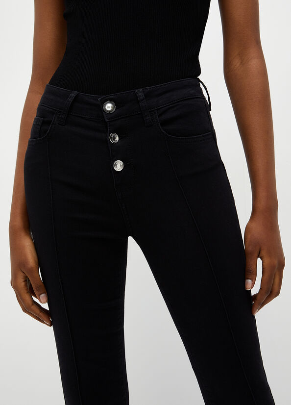 Jeans Skinny Liu Jo Cropped Bottom Up Mujer Negras | YMI-910357