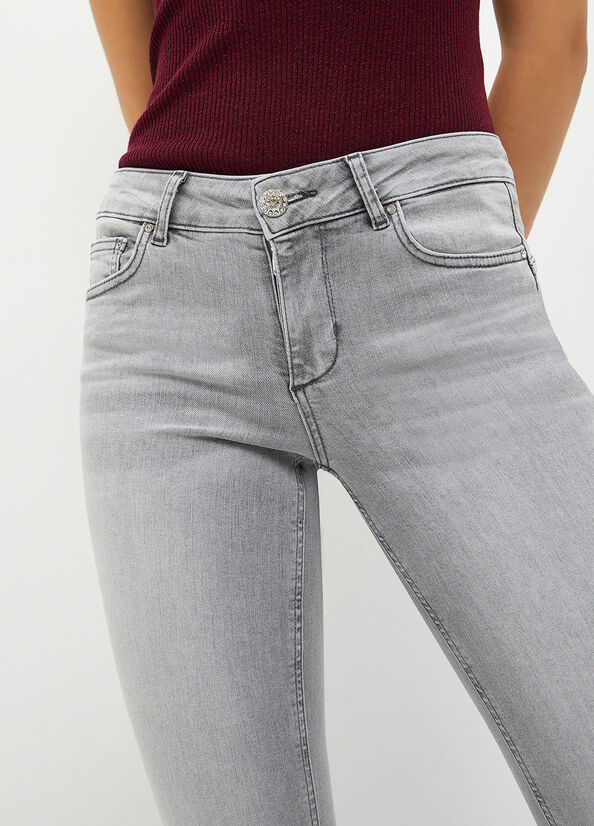 Jeans Skinny Liu Jo Stretch Denim Cut Mujer Gris | URL-820534