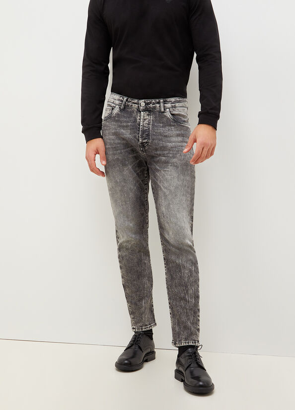 Jeans Skinny Liu Jo Twisted With Marbled Effect Hombre Gris Oscuro | ZSO-195274