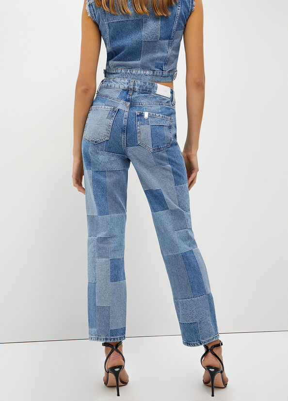 Jeans Slim Liu Jo Patchwork Jacquard Mujer Azules | XZW-816094