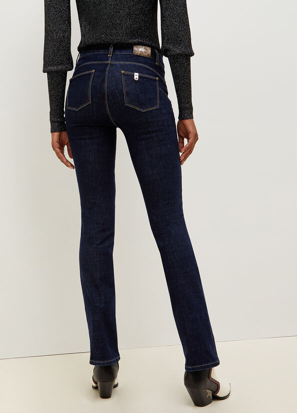 Jeans Straight Liu Jo Bottom Up In Stretch Denim Mujer Azules | DEQ-674230