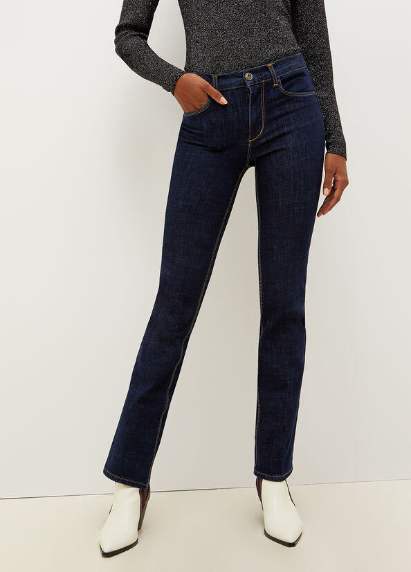 Jeans Straight Liu Jo Bottom Up In Stretch Denim Mujer Azules | DEQ-674230