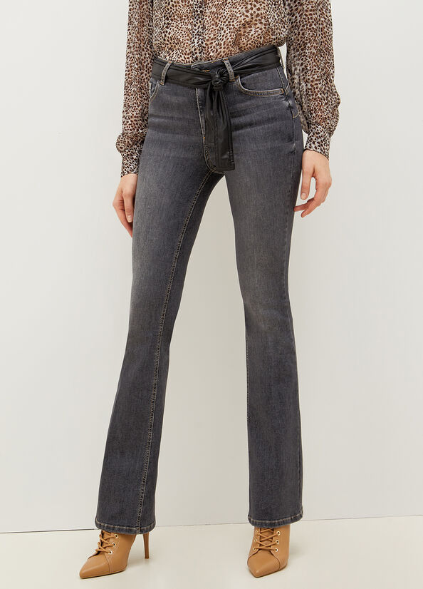 Jeans Straight Liu Jo Bottom Up With Mujer Gris Oscuro | AZW-609431