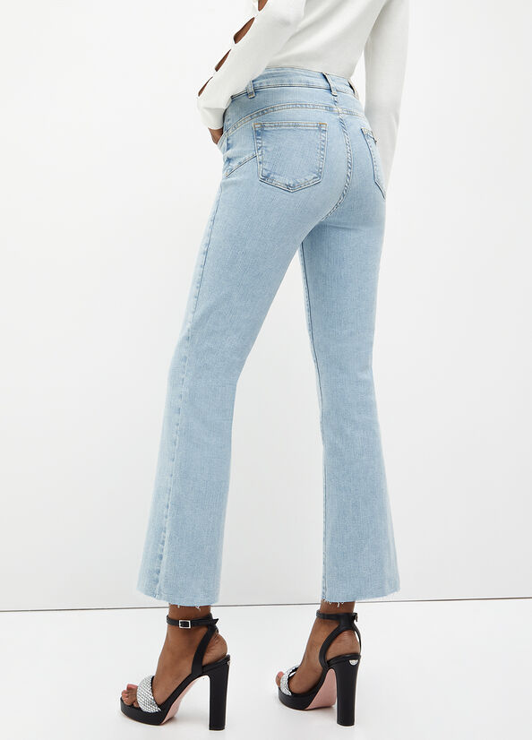 Jeans Straight Liu Jo Cropped Bottom Up Mujer Azules Claro | JNP-826749