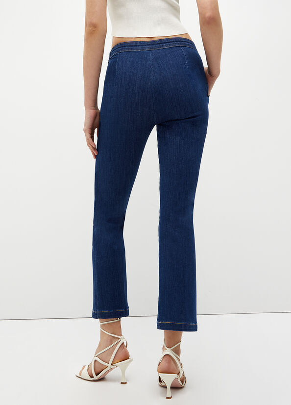 Jeans Straight Liu Jo Cropped With Jewel Accessory Mujer Azules | DCY-197423