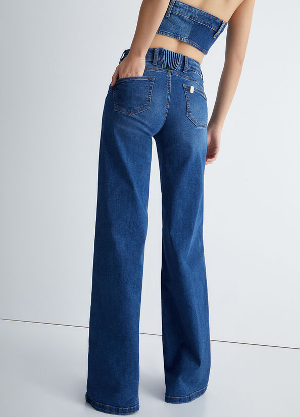 Jeans Straight Liu Jo Eco-Friendly Mujer Azules Oscuro | FOG-640953