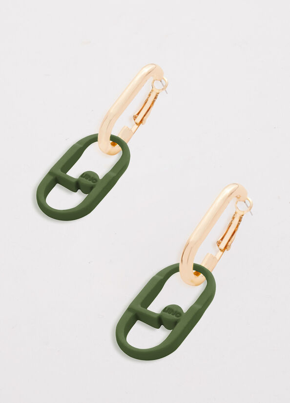 Joyería Liu Jo Pendant Earrings With Monogram Mujer Verde | YCN-518694