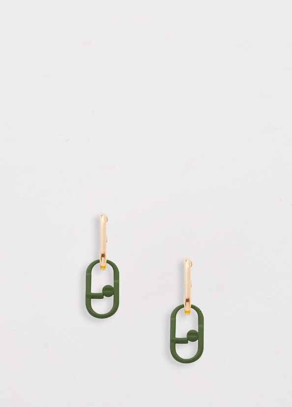 Joyería Liu Jo Pendant Earrings With Monogram Mujer Verde | YCN-518694