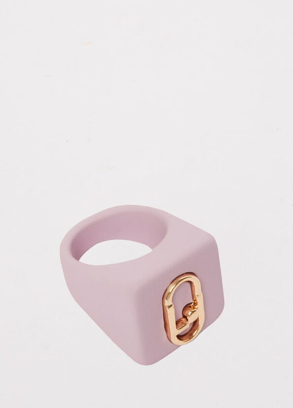 Joyería Liu Jo Ring With Monogram Logo Mujer Rosas | DVI-713508