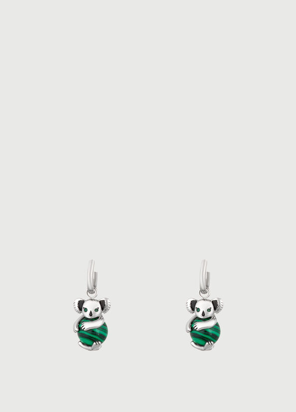 Joyería Liu Jo Single Koala Earring Mujer Plateadas Verde | ITX-710546