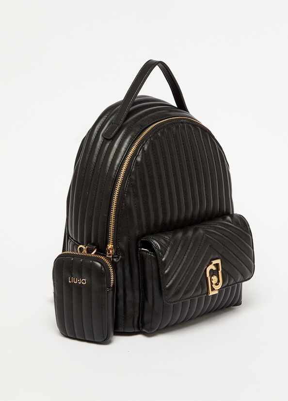 Mochilas Liu Jo Eco-Friendly Acolchado Mujer Negras | JFK-814937