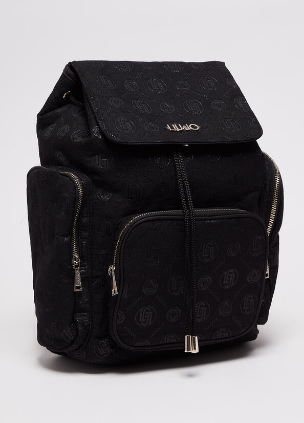 Mochilas Liu Jo Monogram Mujer Negras | HSE-172459