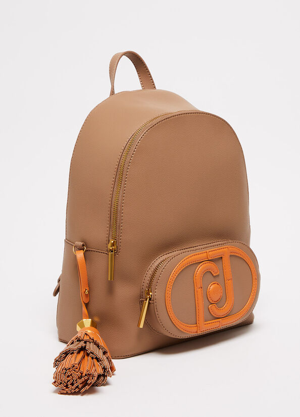 Mochilas Liu Jo With Logo And Charm Mujer Marrones | BRY-817503