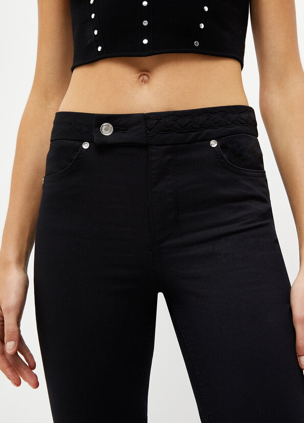 Pantalones Liu Jo Bottom Up Mujer Negras | QYE-452198