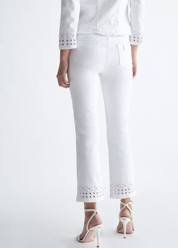 Pantalones Liu Jo Bottom Up With Embroidery Mujer Blancas | UAE-820951