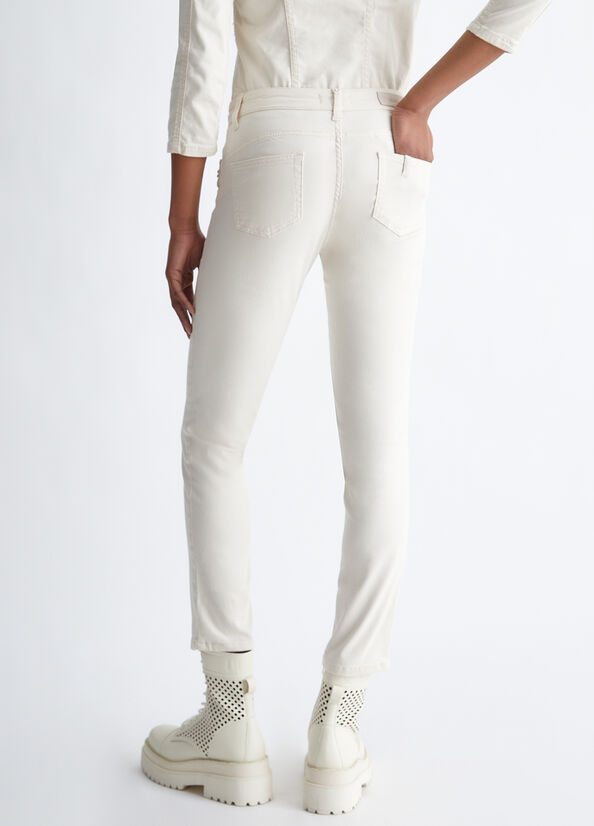 Pantalones Liu Jo Bottom Up With Pearls Mujer Blancas | IMQ-267508