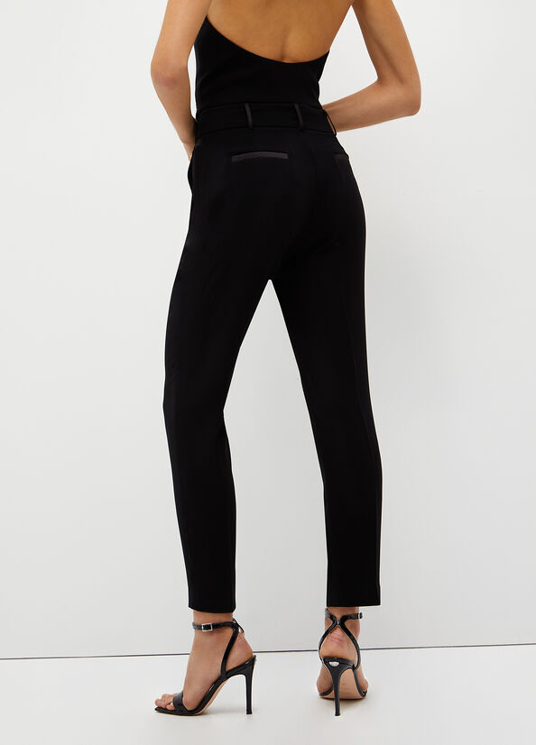 Pantalones Liu Jo Crepe Mujer Negras | PLB-561304