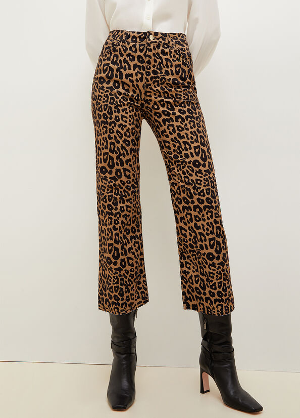 Pantalones Liu Jo Cropped Animal-Print Mujer Marrones | HAY-140756