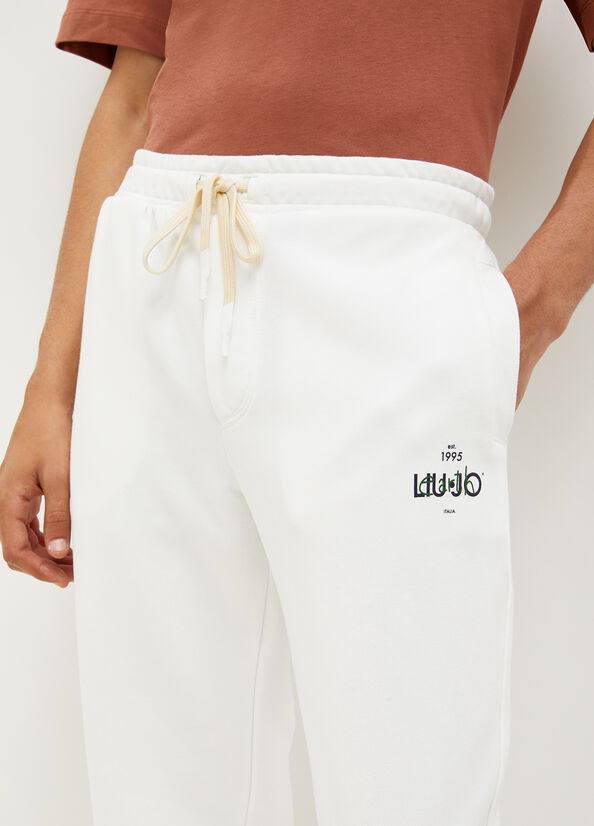 Pantalones Liu Jo Eco-Friendly Jogging Hombre Blancas | IRB-678052