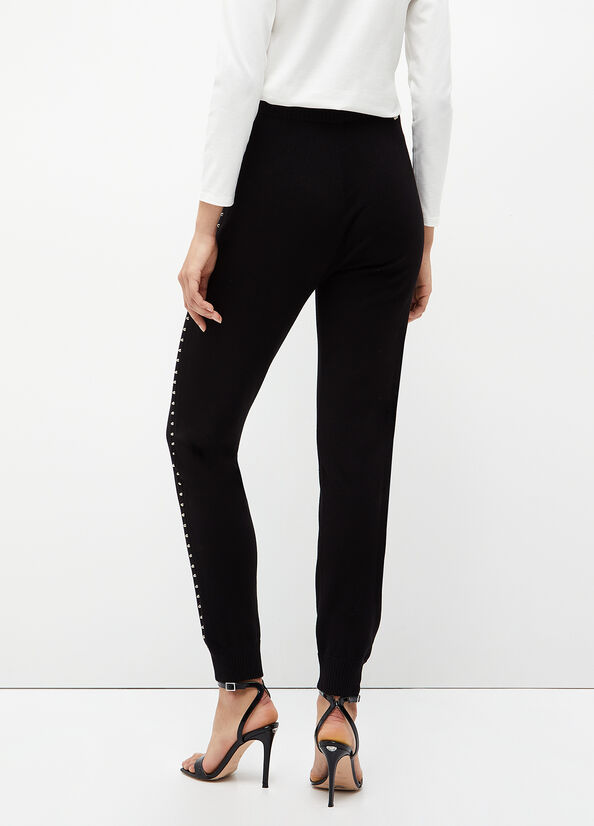 Pantalones Liu Jo Eco-Friendly With Studs Mujer Negras | WBD-487530