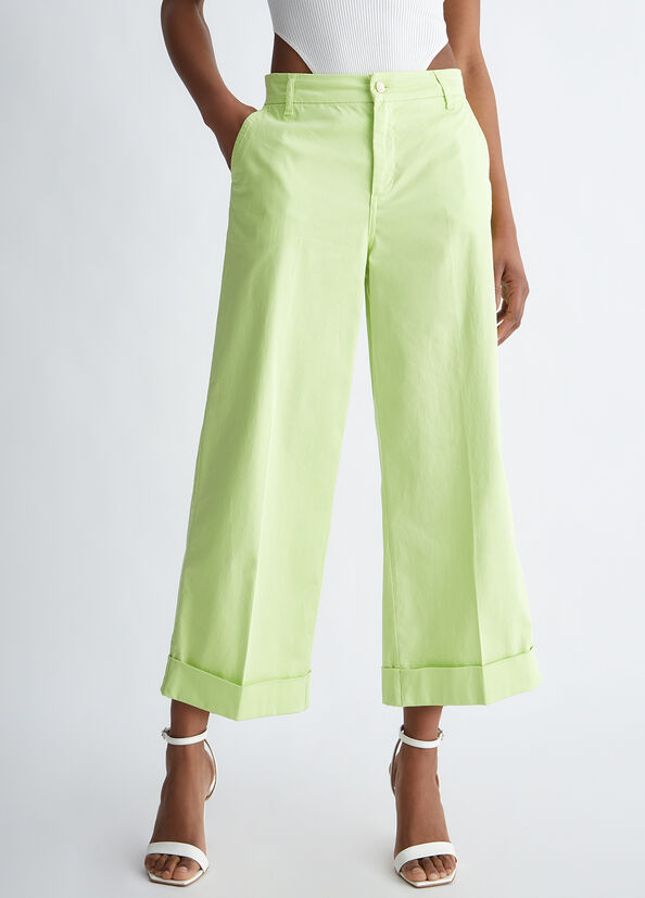 Pantalones Liu Jo Flared Cropped Mujer Verde | LVD-285417