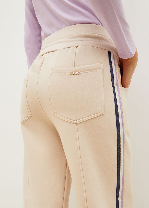 Pantalones Liu Jo Fleece Jogging Mujer Beige Claro | UGL-287346