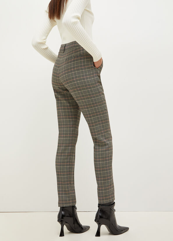 Pantalones Liu Jo Glen Plaid Cigarette Mujer Gris | VIL-512064