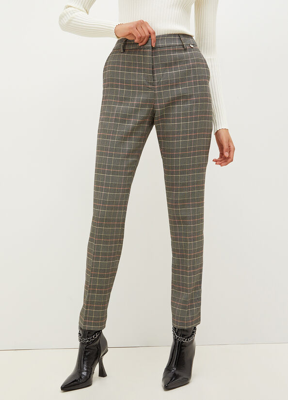 Pantalones Liu Jo Glen Plaid Cigarette Mujer Gris | VIL-512064