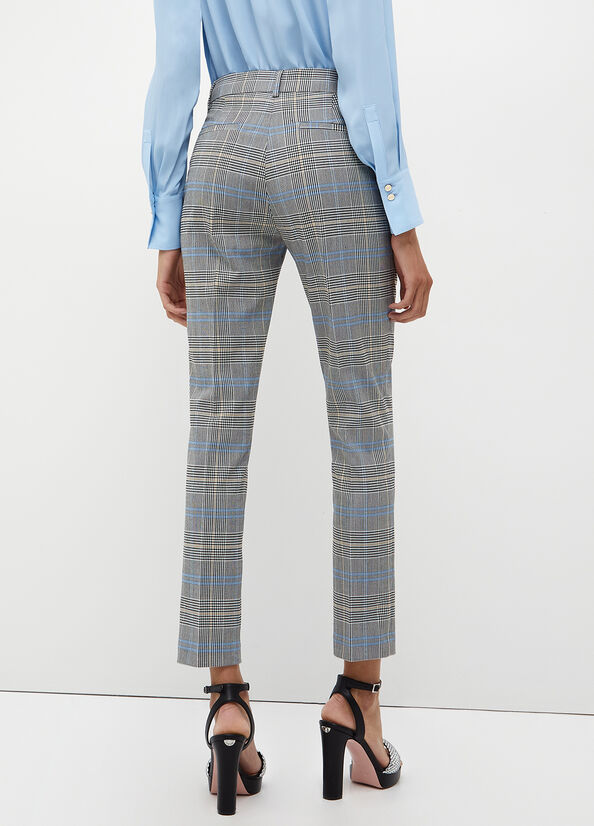 Pantalones Liu Jo Glen Plaid Mujer Gris | AVQ-218605