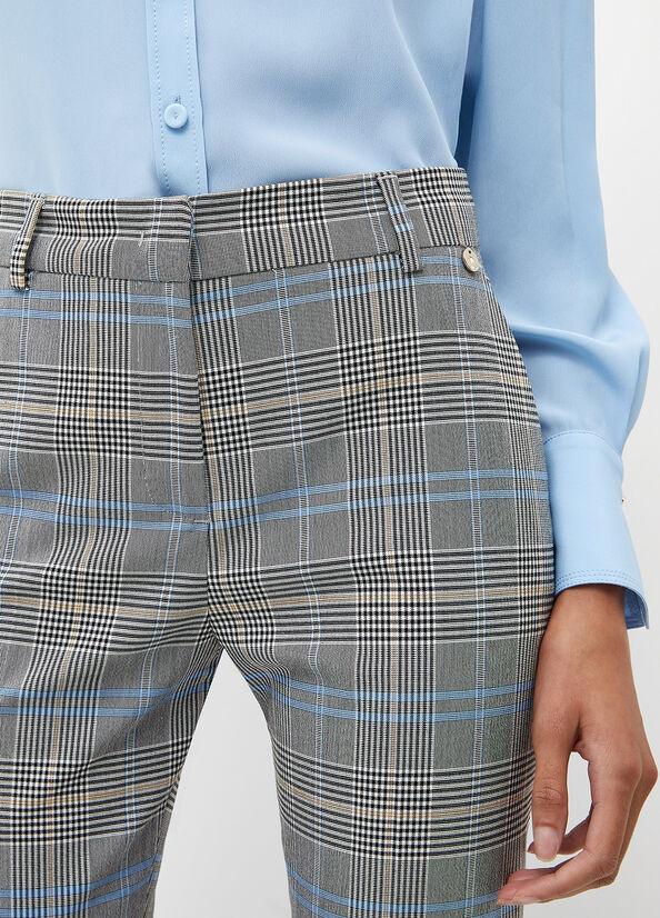 Pantalones Liu Jo Glen Plaid Mujer Gris | AVQ-218605