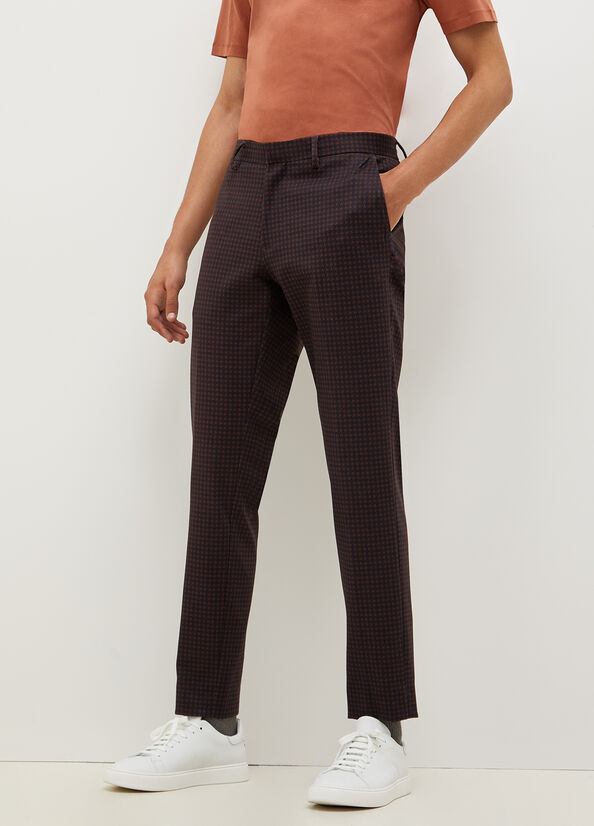 Pantalones Liu Jo Houndstooth Chinos Hombre Azules Oscuro Marrones | MRY-917543