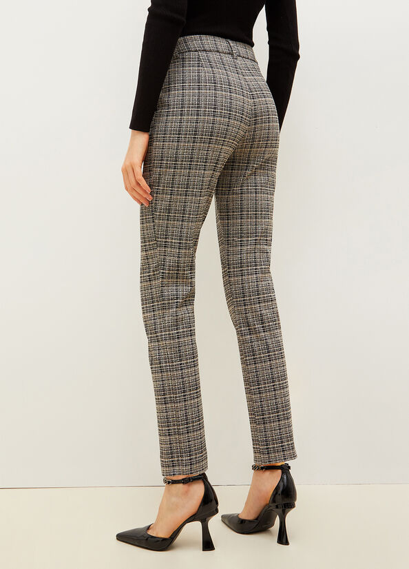 Pantalones Liu Jo Jacquard Check Chinos Mujer Gris Negras | CZH-304127