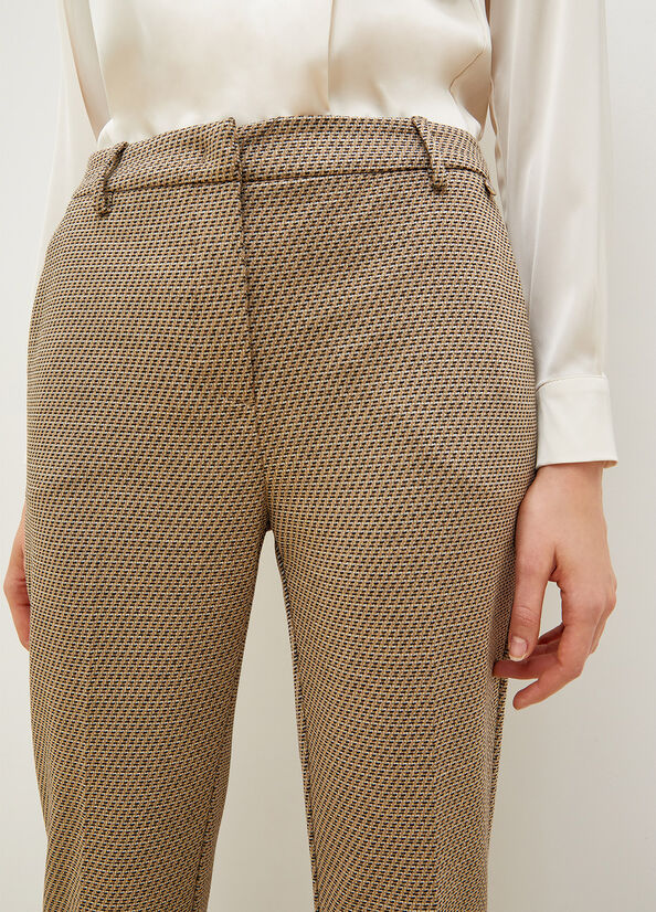 Pantalones Liu Jo Jacquard Cigarette Mujer Marrones Negras | HTC-852306