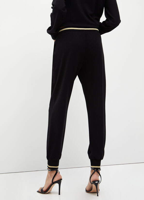 Pantalones Liu Jo Jogging In Jersey Mujer Negras | OPJ-620459