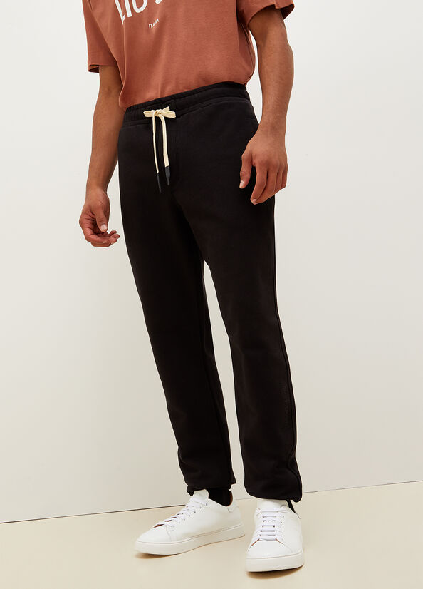 Pantalones Liu Jo Pure Algodon Joggers Hombre Negras | UAM-360487