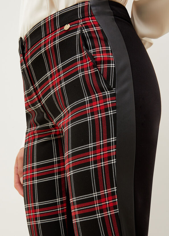 Pantalones Liu Jo Slim Fit Tartan Mujer Negras Rojas | UQY-526810