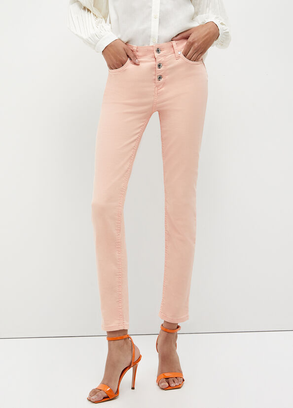 Pantalones Liu Jo Stretch Bottom Up Mujer Coral | ACS-529806