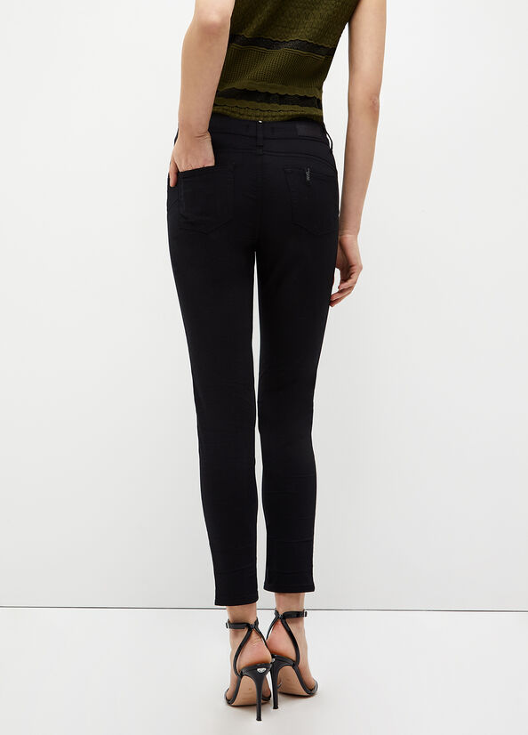 Pantalones Liu Jo Stretch Bottom Up Mujer Negras | NIG-360279