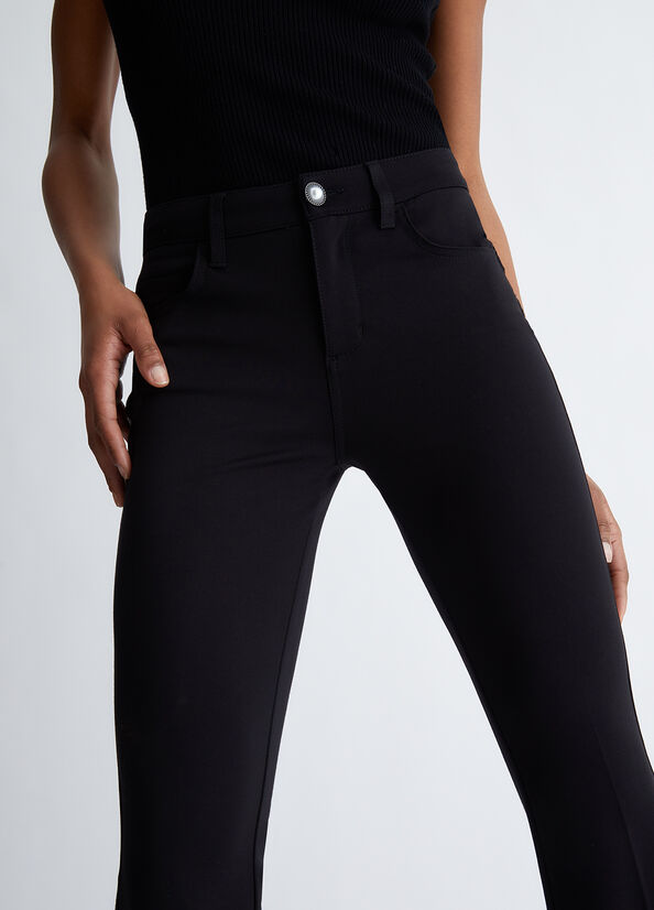 Pantalones Liu Jo Stretch Bottom Up Mujer Negras | OBK-532810