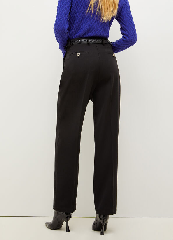 Pantalones Liu Jo Twill Chinos Mujer Negras | YZA-910584