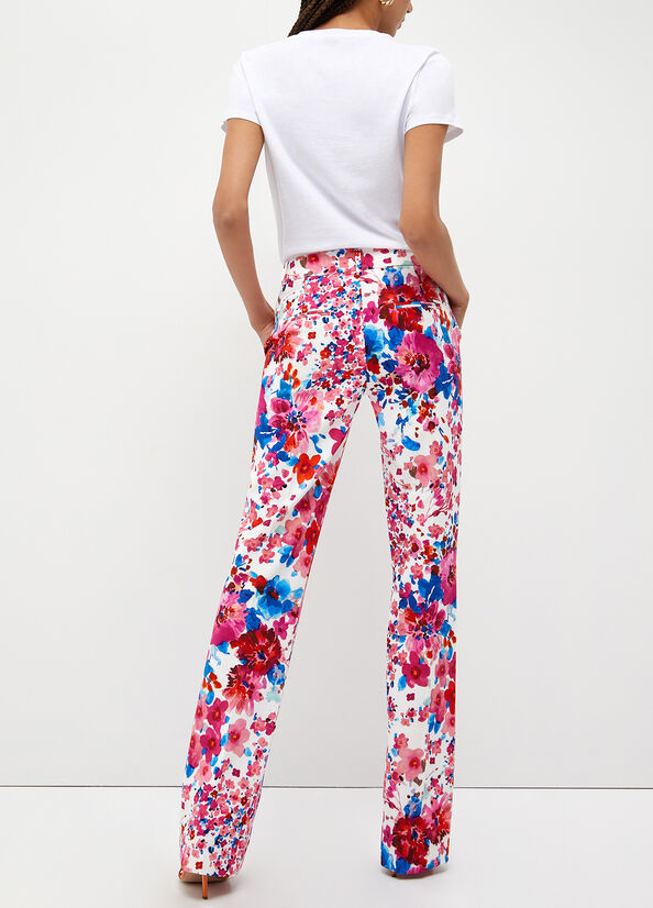 Pantalones Liu Jo With Floral Print Mujer Rosas | REF-607284