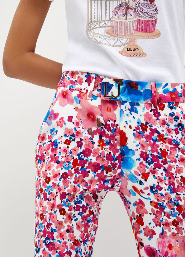 Pantalones Liu Jo With Floral Print Mujer Rosas | REF-607284