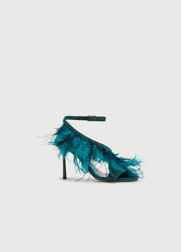 Sandalias Liu Jo With Heel And Feathers Mujer Turquesa | PUH-573126